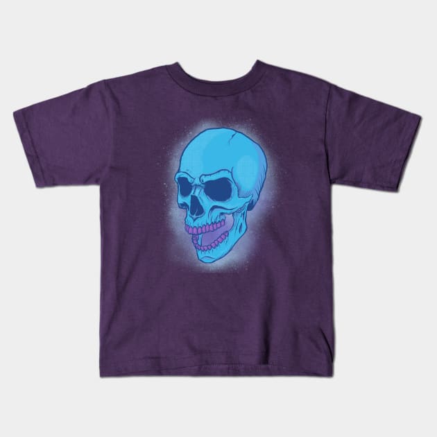 Blue Skull Kids T-Shirt by Joebarondesign